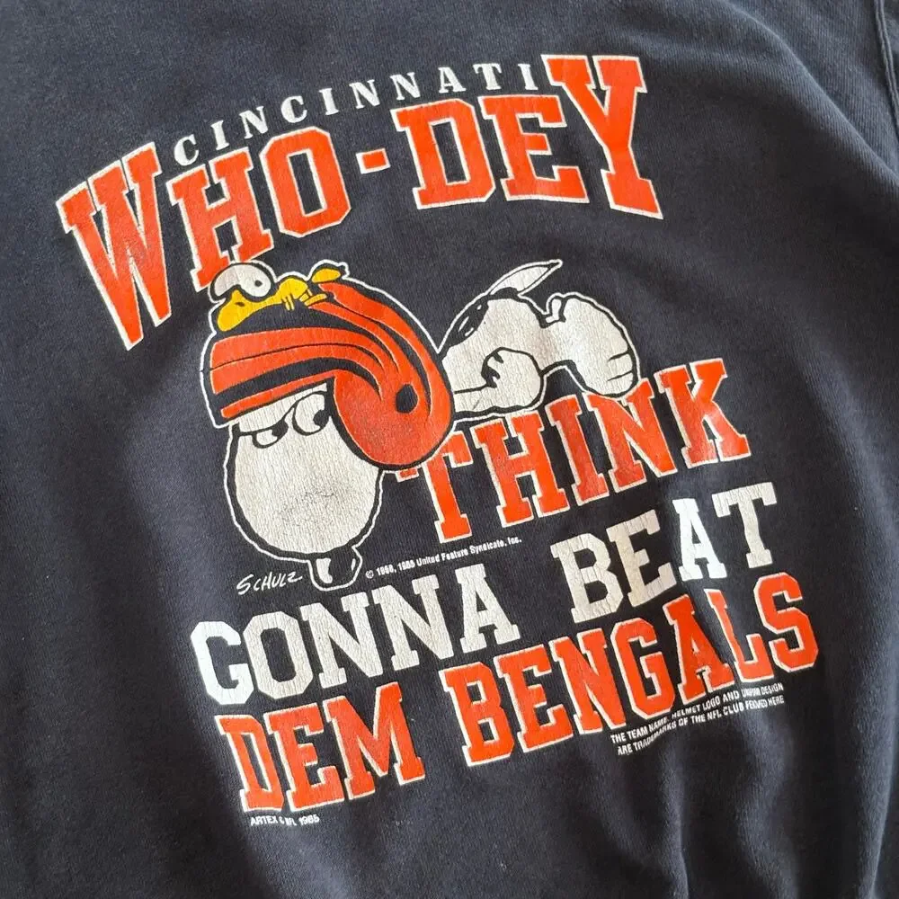 Vintage 1986 Cincinnati Bengals Mens Sz M Snoopy Crewneck SweatShirt